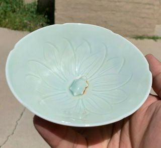 Chinese Antique Carved Green Porcelain Bowl