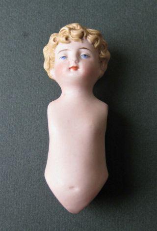 Antique All Bisque Doll Body Germany Curly Blonde Hair No Arms Or Legs