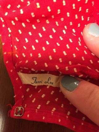 Vintage Terri Lee TAGGED Red Dress With White Polka Dots for 16” Doll 2