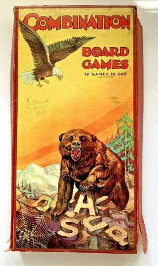 Incredibly Rare Vintage 1920s 1930s Wilder Mfg Co Combination Board Games
