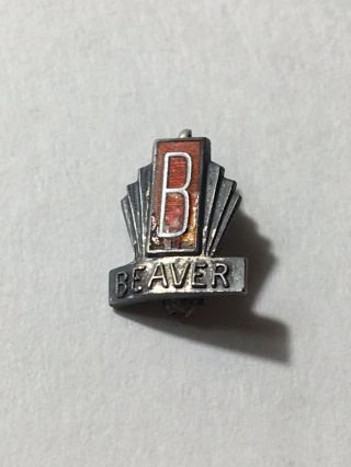 Antique Sterling Silver " Beaver " High School Pin