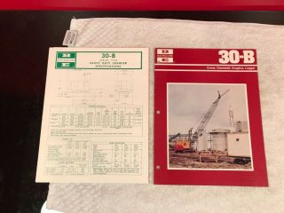 2 Rare 1970s Bucyrus Erie 30 - B Crane Logger Dealer Sales Brochure 12 & 6pg