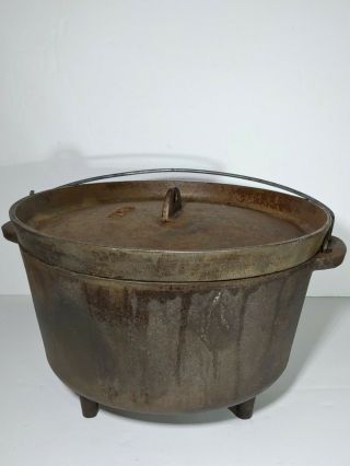 Antique Cast Iron Dutch Oven 3 Legged Gypsy Bean Pot 10 20h - 1 Made In Usa Guc