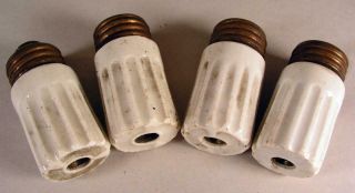 Antique Porcelain Screw In Electric Fuse Holders With Fuse Inserts