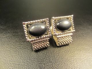 Vintage Grey Lucite Wrap Around White Gold Plated Cuff Links