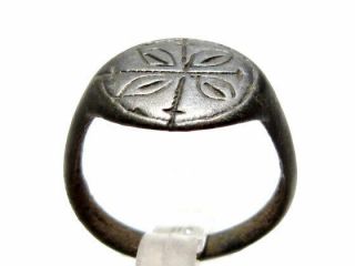Late Roman Billon Ring With Cross On The Top,  As Found,  Ring,