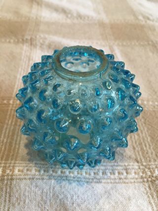 Rare Hobnail Lightning Rod Ball - Antique Weathervane Aqua Blue Glass Globe