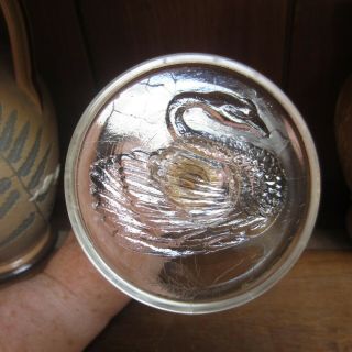 Very Rare Antique Glass Butter Mold Swan Pattern Early 1900 