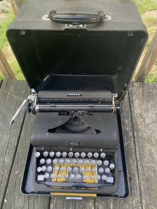Antique Vintage Royal Portable Typewriter With Case With Paperwork