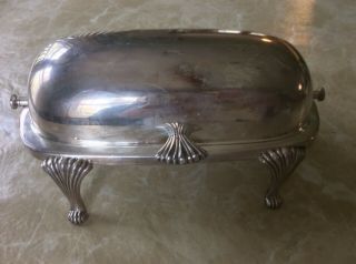 Butter Dish With Roll Top,  Silver Plated Vintage