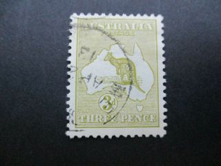 Kangaroo Stamps: 3d Olive 1st Watermark Cto - Exceptionally Rare (d150)