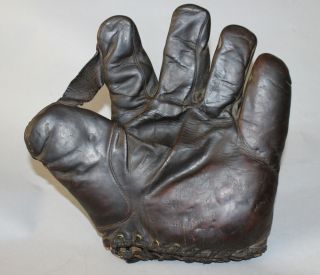 Antique Vintage 1920’s J.  C.  Higgins Sewn Web Split Finger Baseball Glove 