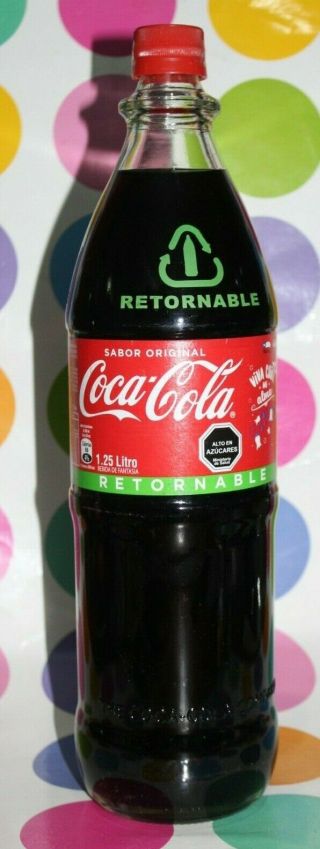 Chile Edition Old Coca Cola Big Tall Bottle Acl Rare Size 1.  25 1250 1 1/4 Liter