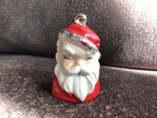 Antique Vintage Santa Bell Christmas Ornament Made In Japan Old