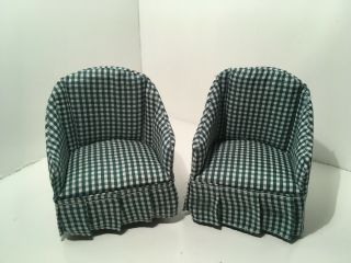 Vintage Dollhouse Miniatures Set Of 2 Matching Chairs 55