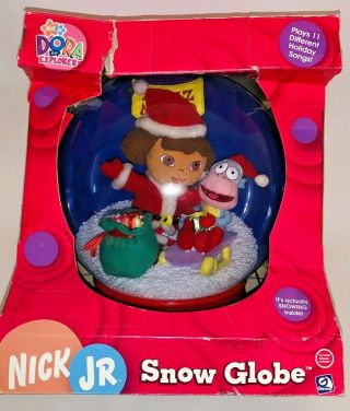 14  Dora Boots Musical Plastic Snow Globe Christmas Nick Jr 15 Songs 2007 Rare