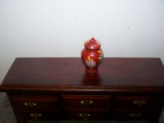 1:12 Vintage Dollhouse Miniature Porcelain Urn Vase With Lid Floral