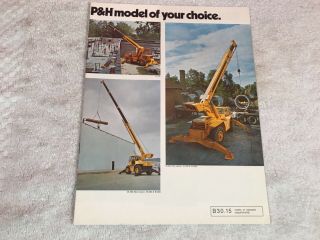 Rare P&h Harnischfeger 1960s Crane Truck Dealer Brochure 10 Page