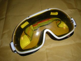 Vintage Rare A&t Italy Retro Ski Goggles Yellow Lens Asis