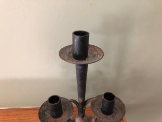 Antique Cast Iron 3 Candle Candlestick Candelabra Holder - Gothic Medieval 3