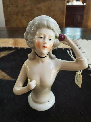Antique Engraved " Germany " Porcelain Half Doll 15006 Art Deco 5.  5 " Tall
