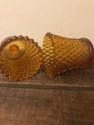 Set 2 Vintage Amber Glass Peg Votive Sconce Candle Holders