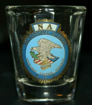 Fbi National Academy Shot Glass Collectible Militia Blue/gold Emblem Rare