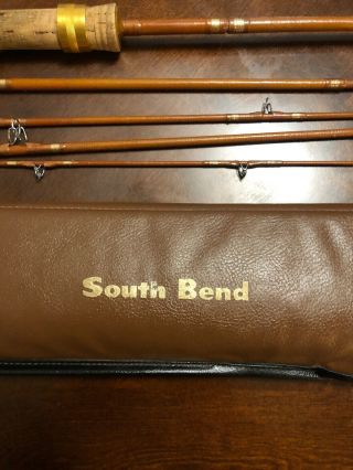 Vintage South Bend Fiber Glass Fishing Rod 6 Piece W/ Leather Case 6’2 1/2”