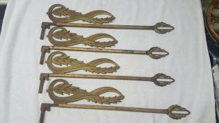 4 Antique Cast Iron Victorian Style Curtain Rods Swing Arm