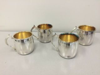 Vintage Set Of 4 Fb Rogers Silver Co Silver Plated Cups With Handle Made In Usa