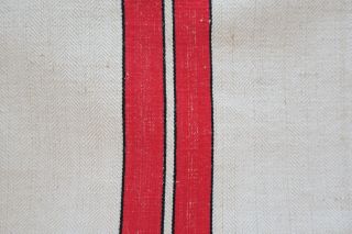 Antique European Hemp Grain Sack Gorgeous Black And Red Stripes