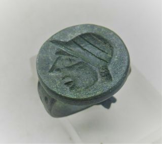 European Finds Ancient Roman Bronze Seal Ring Depicting Legionary Soldier