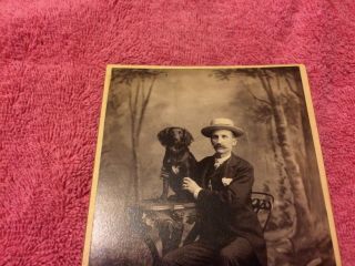 Old Antique Cabinet card photograph Plummer wheeling WV dog table man mustache 2