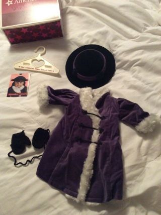 American Girl Samantha Winter Coat,  Hat,  Mittens,  Hangar,  Box & Card