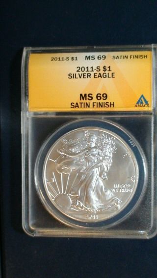 Rare 2011 S American Silver Eagle Anacs Ms69 $1 Coin Starts At 99 Cents