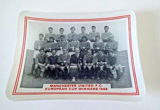 Rare Vintage Manchester United Fc Ashtray Or Pin Tray - 1968 European Cup Winner
