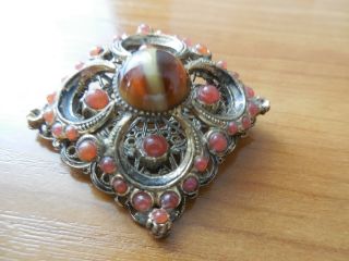Gorgeous Stunning Antique Vintage Carnelian,  Agate Pin Brooch Collectable