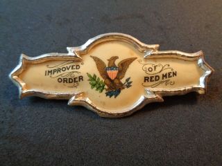 Antique Vtg Improved Order Of Red Men Ioorm Badge & Ribbon Holder Htf