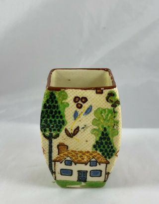 Estate Fresh Antique Royal Doulton Miniature Vase Sampler House Trees D3749