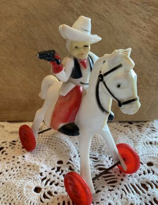 Rare Rosbro Rosen Bros Cowboy & Horse Valentines Candy Container