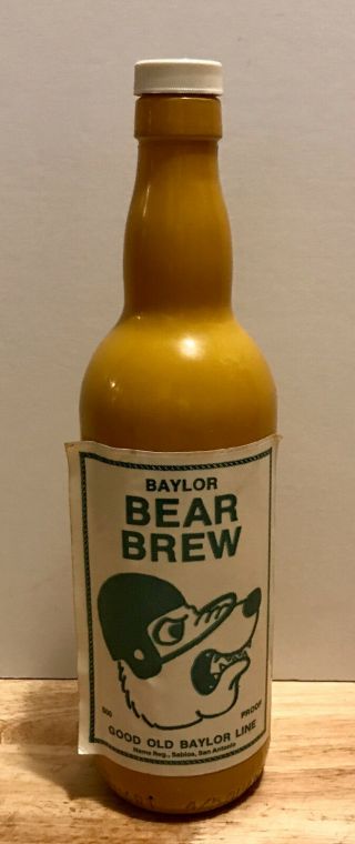 Vintage Baylor Bears Bear Brew Bottle 1973 The Plump Tiger Of Dallas Rare