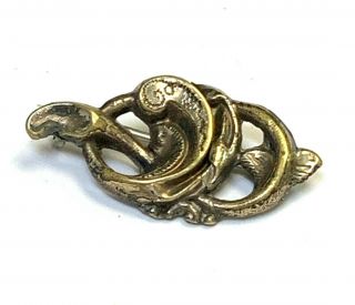 Antique Victorian Gold Filled Repousse Hollow Pin Brooch