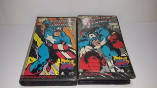 Marvel Comic Video Library Vhs Captain America Vol 3 & 21 Hard To Find Rare