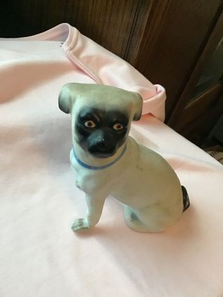 Vintage Antique Bone China / Porcelain Pug Dog Figurine Hand Painted Numbered 3