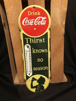Rare Drink Coca Cola Porcelain Thermometer Sign Marked “st - 39”