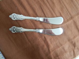 Wallace Grand Baroque Sterling Silver Butter Knife Spreader Paddle 6 1/8 " Set 2