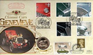 Benham Genevieve Classic Cars Fdc With Rare Iom 1996 Brilliant Unc.  £2 Coin F16