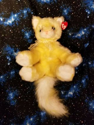 Ty Classic Glitz 2003 Yellow Kitty Cat Retired Rare Sparkles Long Tail