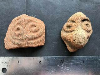 Puerto Rico Caribe Taino Pre - Columbian Fragmentos Vasija Figuras Caras,  Animales