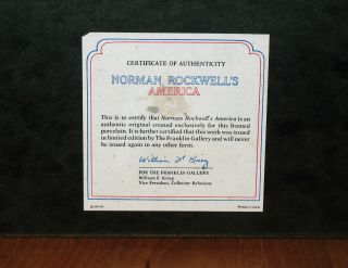 Rare 1979 Norman Rockwell ' s America Print On Porcelain w/COA 2